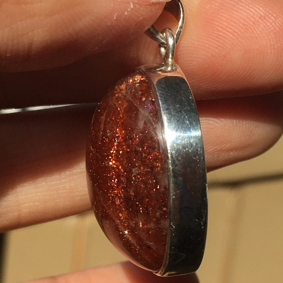 HIGH QUALITY Genuine Sunstone Pendant - 925 Silver - Large Stone - Picture 4 of 11